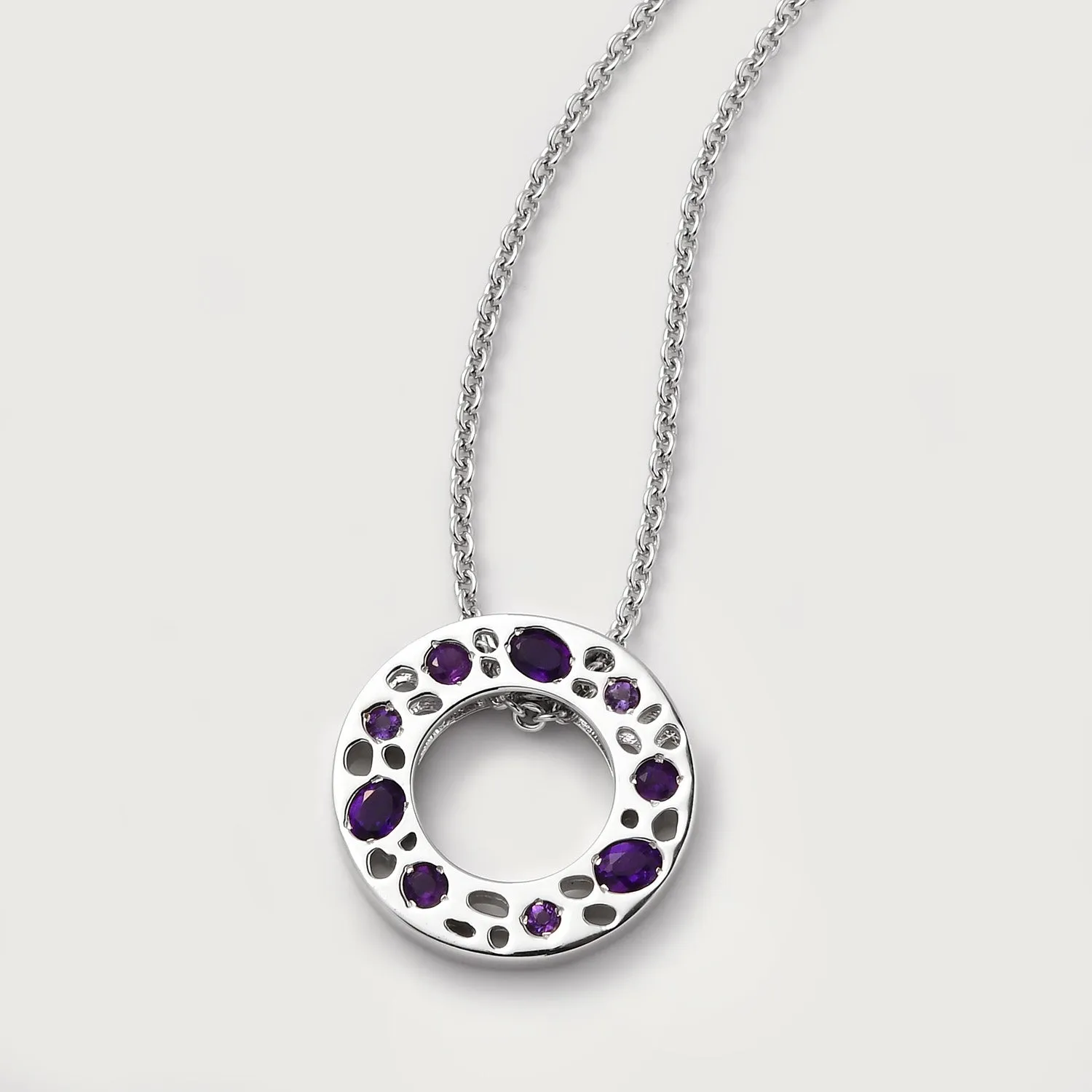 Lattice Eternity Necklace with Amethyst   Amethyst Lattice Hoop Earrings