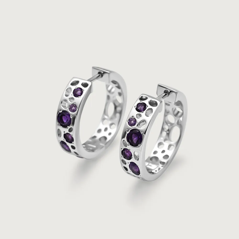 Lattice Eternity Necklace with Amethyst   Amethyst Lattice Hoop Earrings