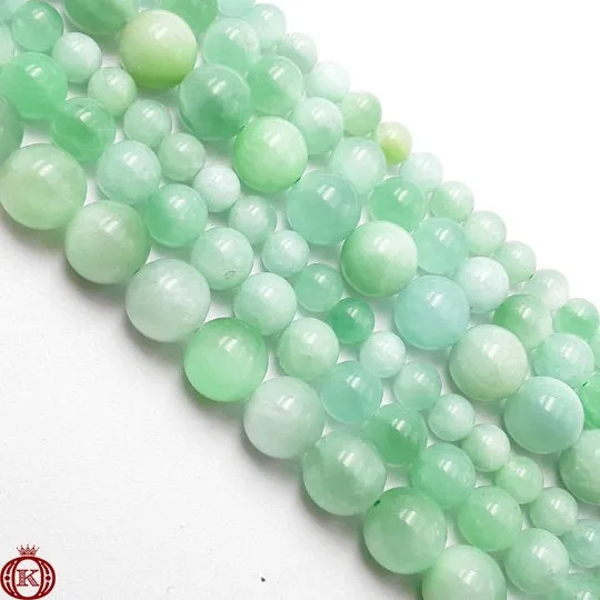 Light Green Jade Beads Smooth Round