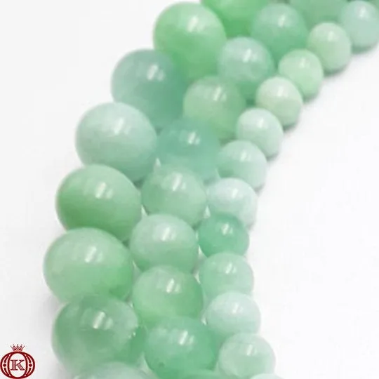 Light Green Jade Beads Smooth Round