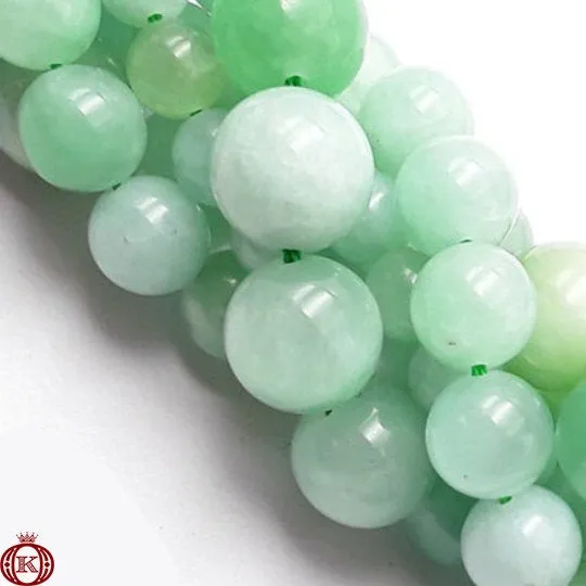 Light Green Jade Beads Smooth Round