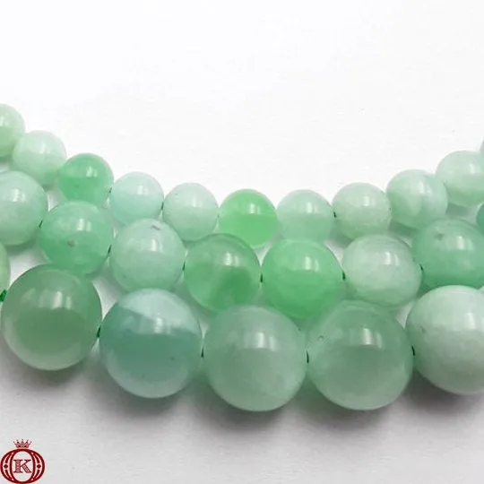 Light Green Jade Beads Smooth Round