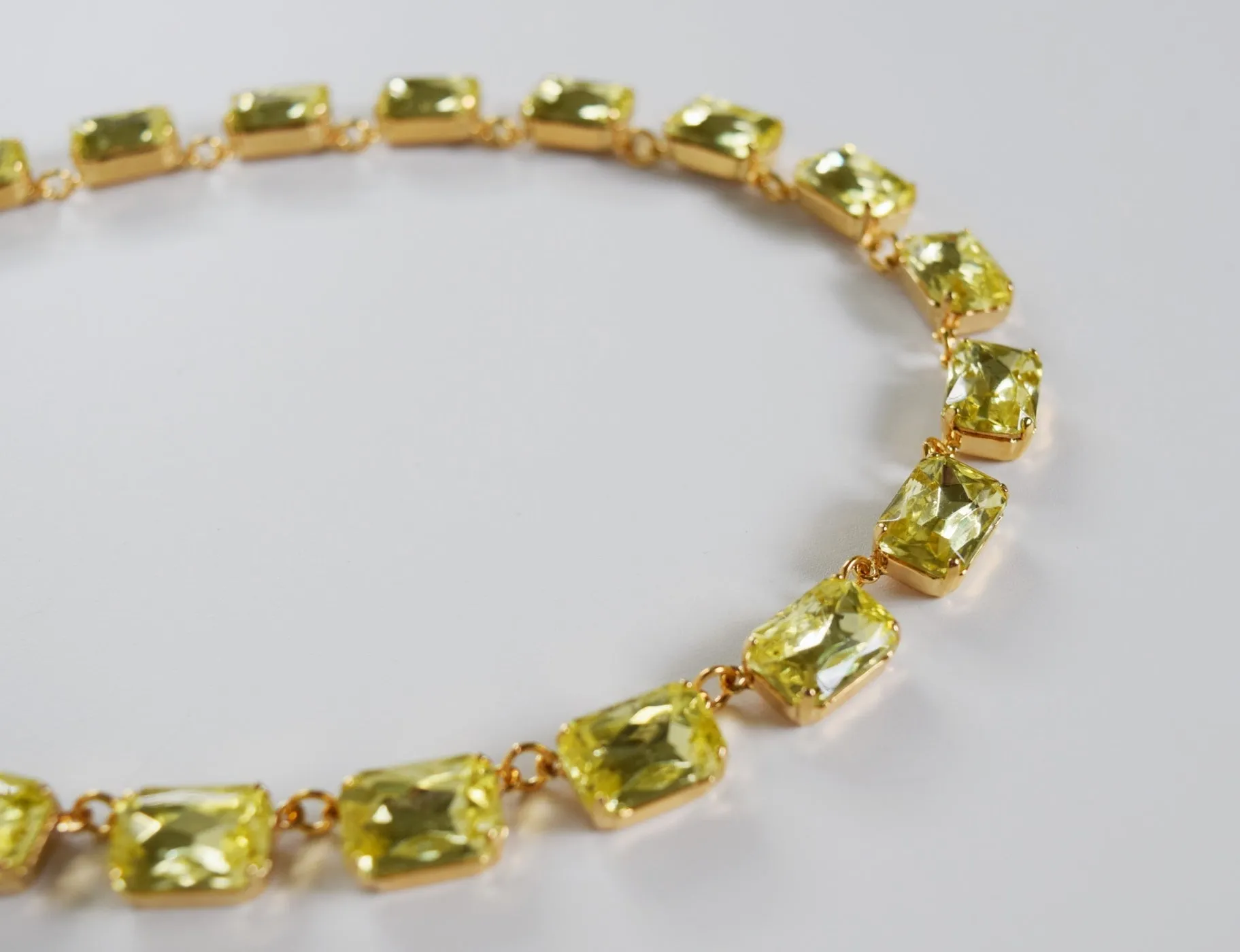 Light Yellow Collet Necklace - Medium Octagon