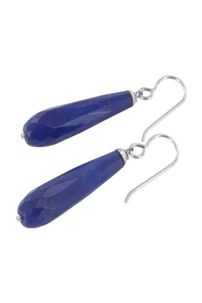 Long Blue Earrings, Jade Silver