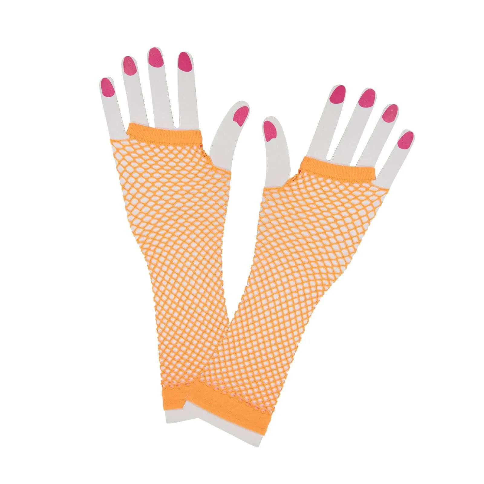 Long Fishnet Gloves Neon 1980s Fancy Dress Pop Disco