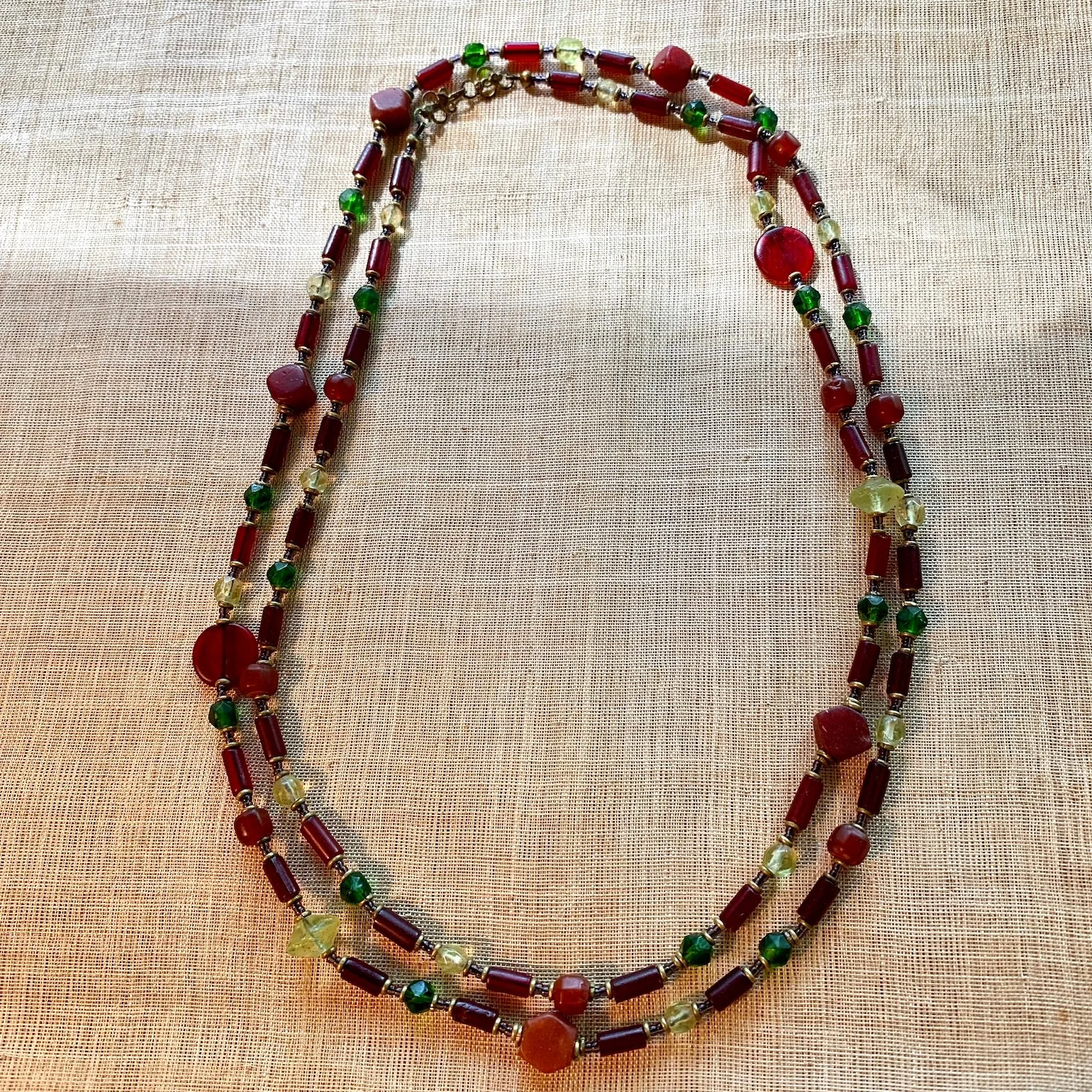 Long Multi-Color Vaseline Bead Necklace