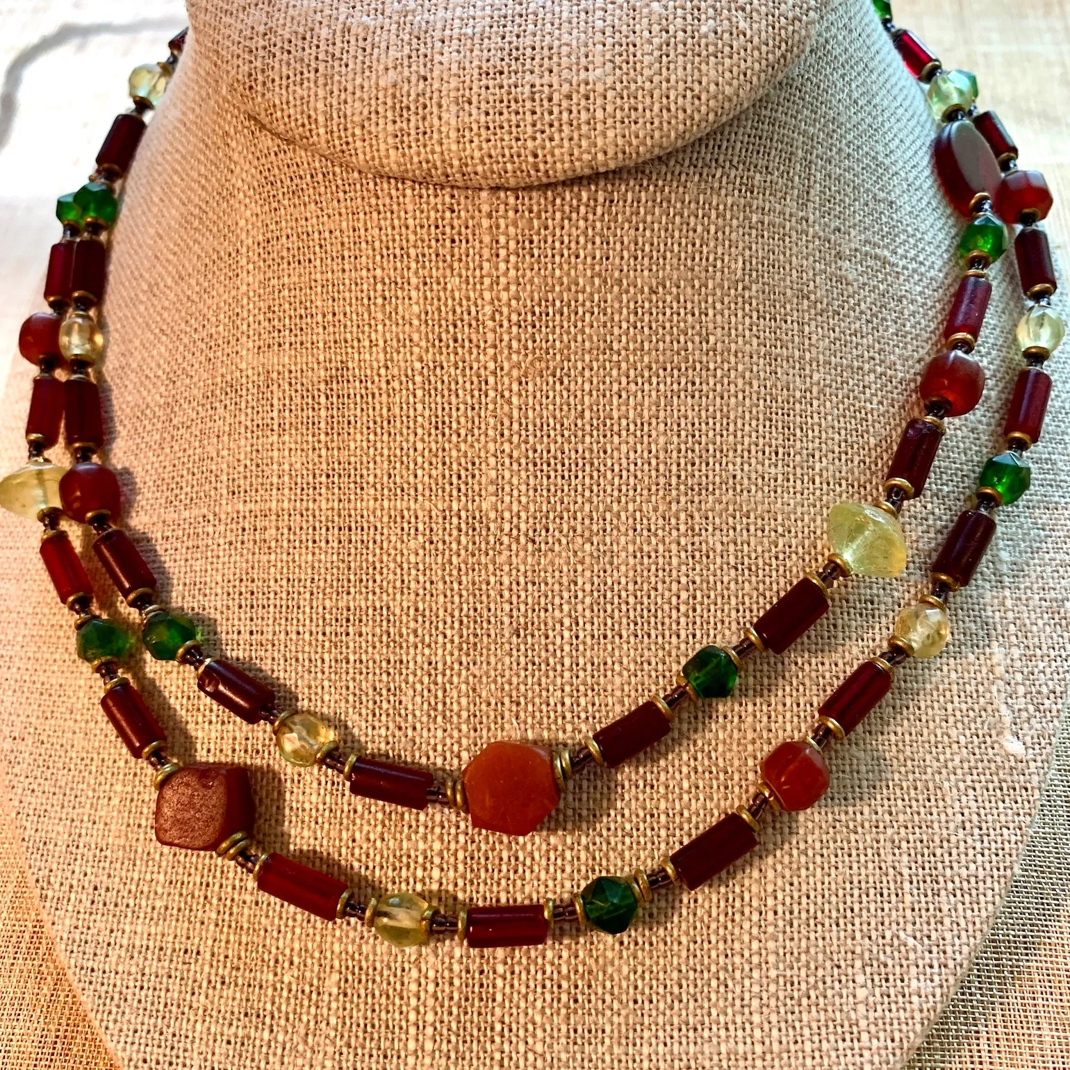 Long Multi-Color Vaseline Bead Necklace