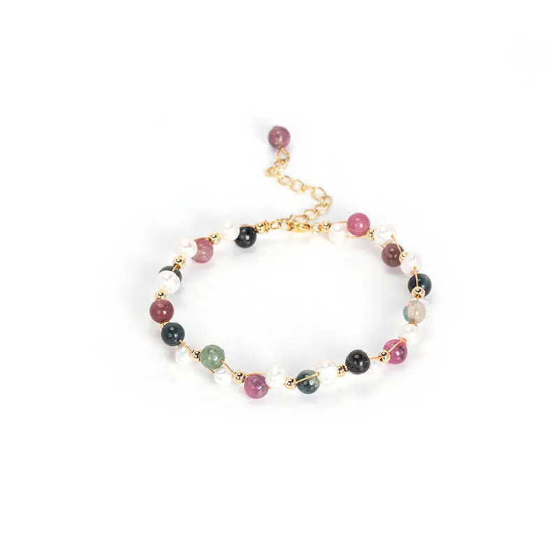 Lucky Tourmaline and Pearl Crystal Bracelet