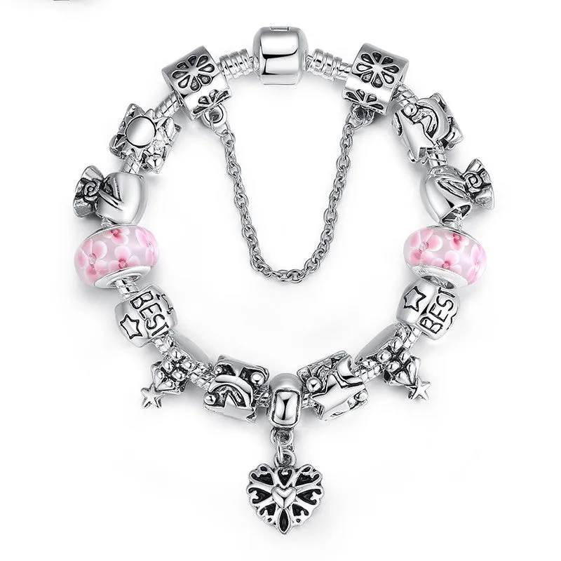 Luxury Christmas Series European Beads Bracelet for Women with Fashion Design Oxidation Heart Charms