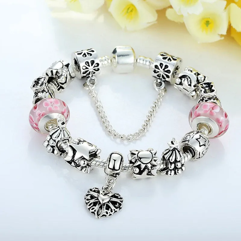 Luxury Christmas Series European Beads Bracelet for Women with Fashion Design Oxidation Heart Charms