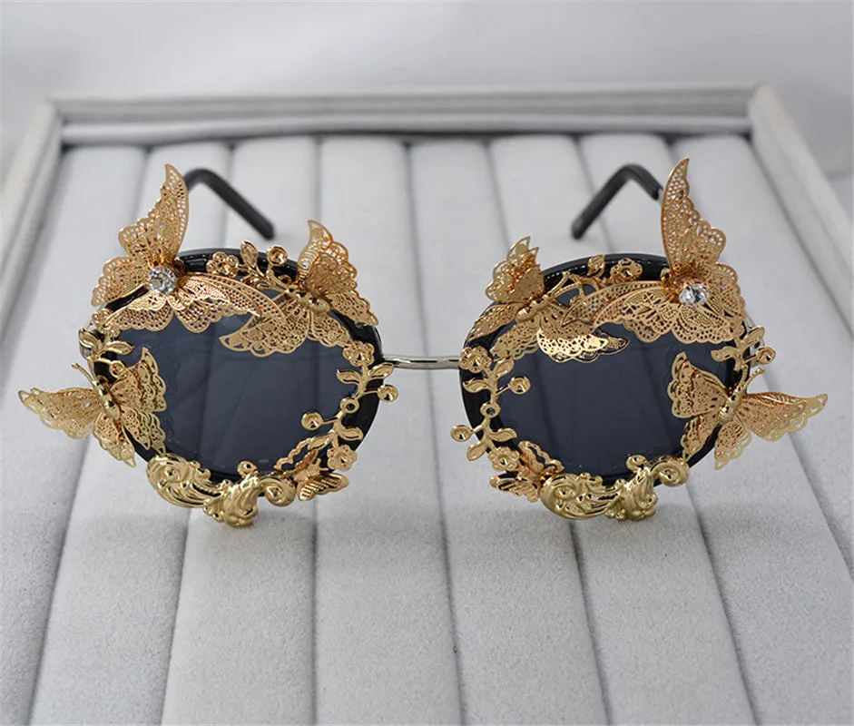 Luxury Handmade Rhinestone Diamond Flower Sunglasses