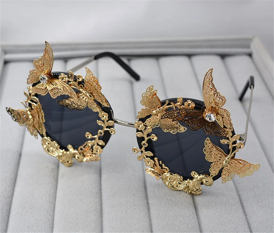 Luxury Handmade Rhinestone Diamond Flower Sunglasses