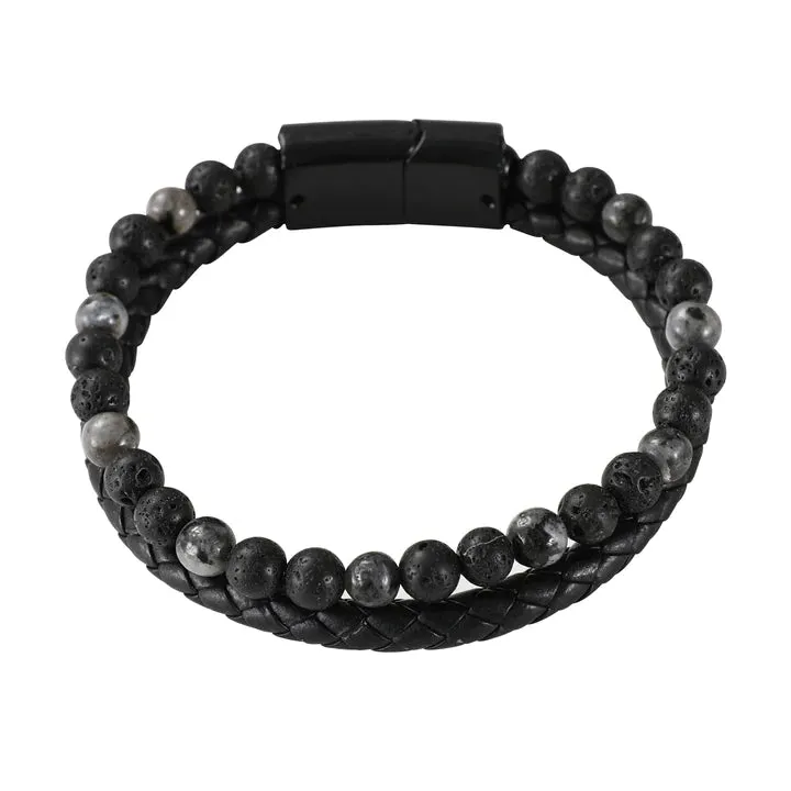 Mad Man Onyx & Tiger Eye with Braided Leather Bracelet