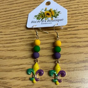 Mardi Gras Fleur De Lis Shape Earrings