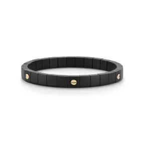 Matte Black Ceramic Stretch Bracelet with Yellow Gold Screws