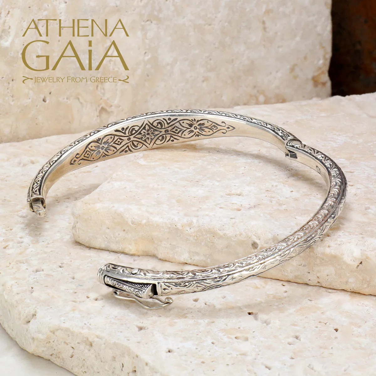 Mediterranean Thin Gemstone Bangle Bracelet