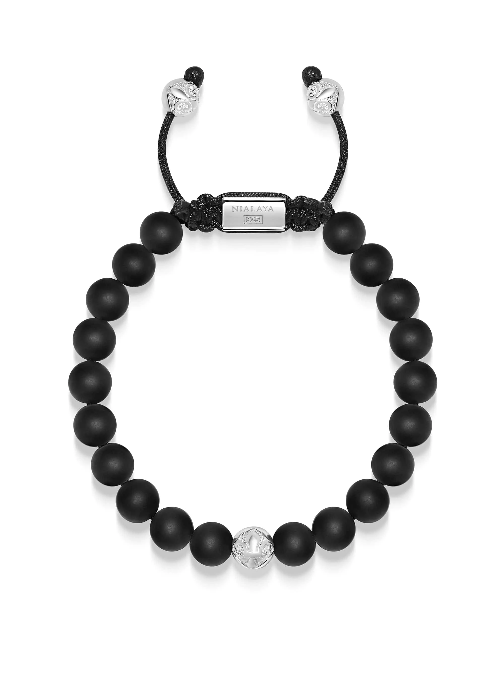 Men's Beaded Bracelet with Onyx and Sterling Silver Beads