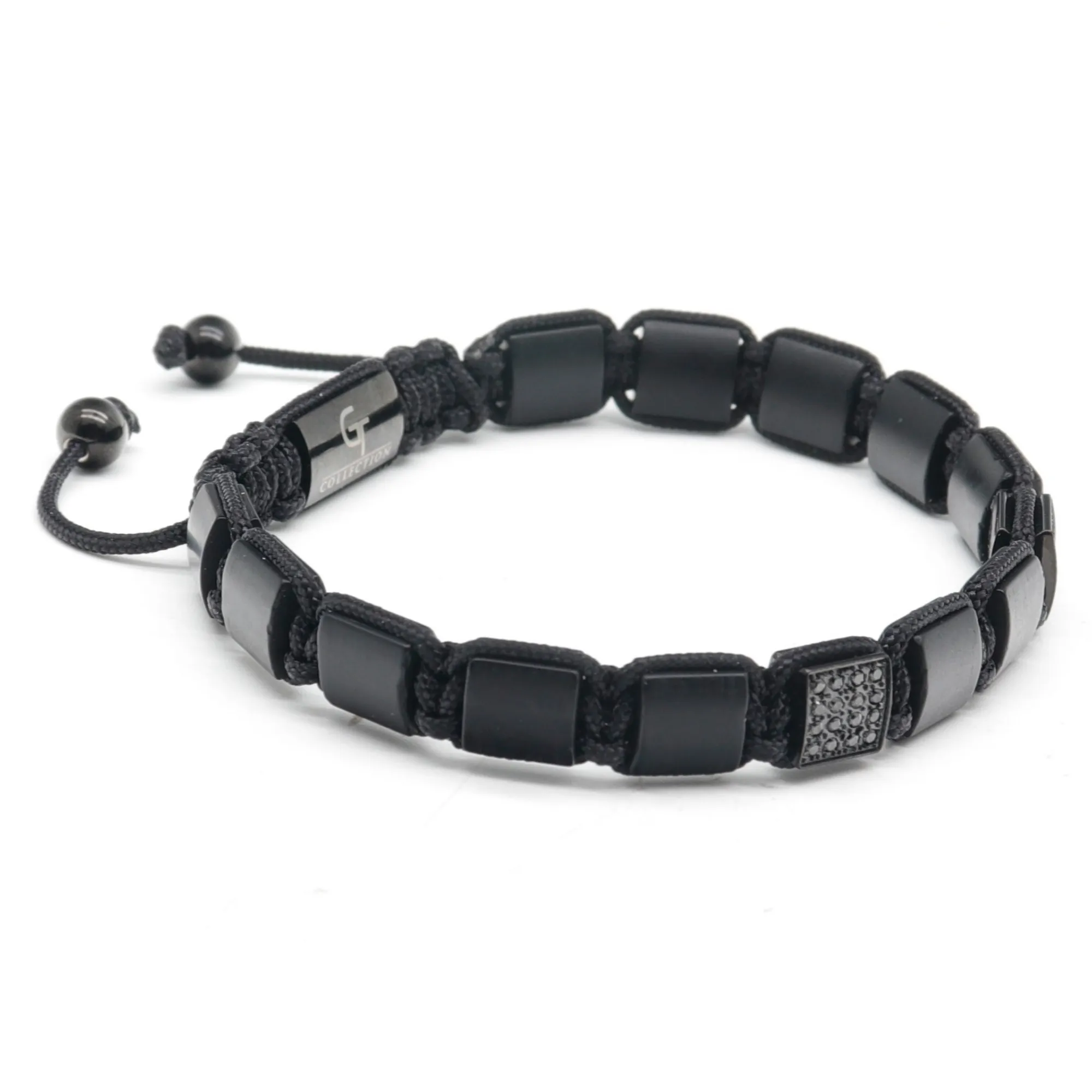 Men's MATTE ONYX Flat bead Bracelet