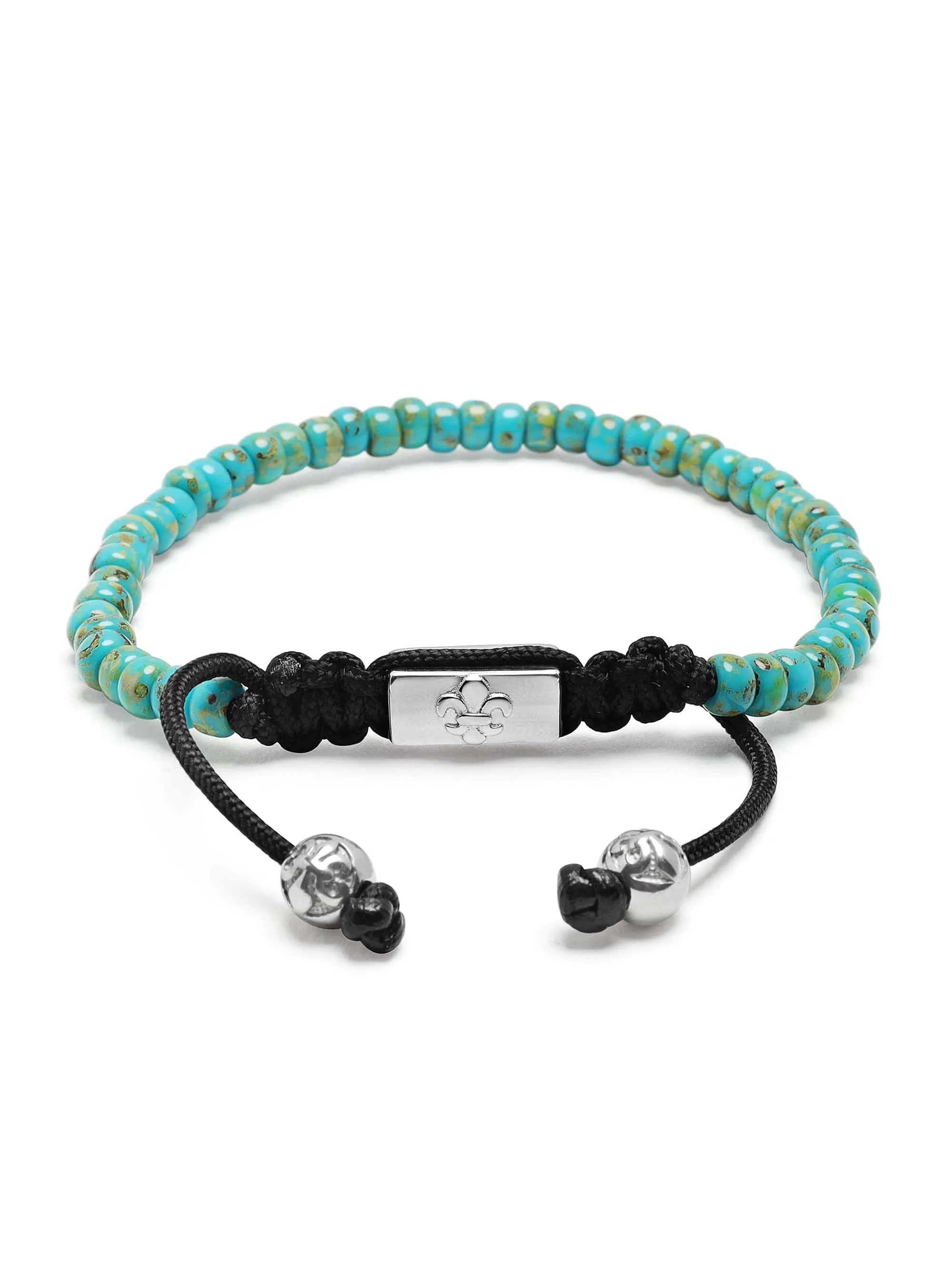 Men's Miyuki Beaded Bracelet with Turquoise and Silver