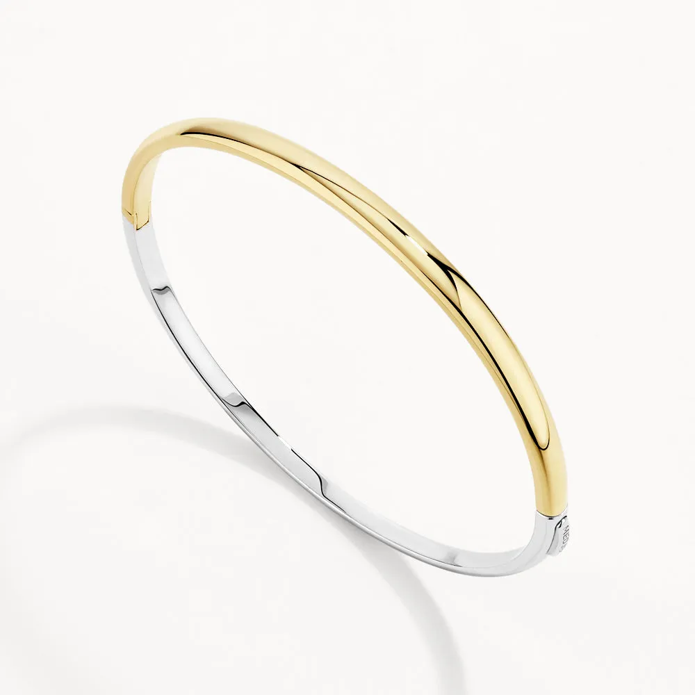 Mixed Metal Polished Plain Bangle in Gold