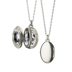 Monica Rich Kosann Sterling Silver Four-Image Oval Locket Necklace