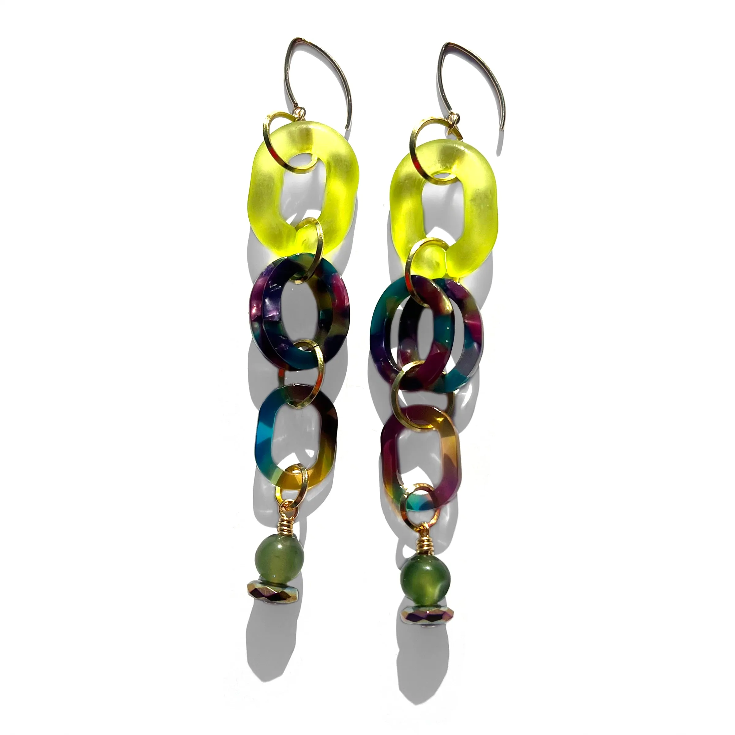 MPR x THE IMAGINARIUM: Chartreuse and Jade Triple Drop Earrings