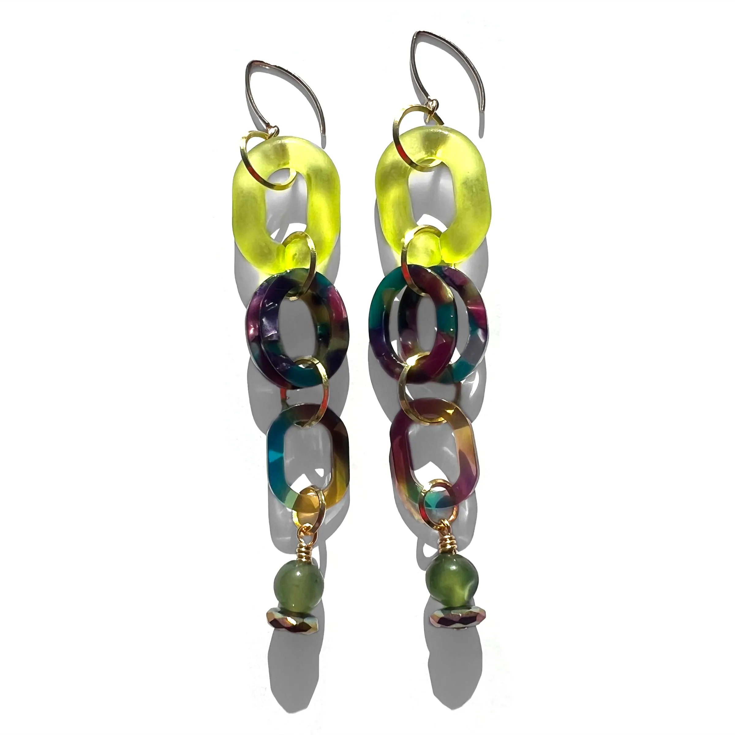 MPR x THE IMAGINARIUM: Chartreuse and Jade Triple Drop Earrings