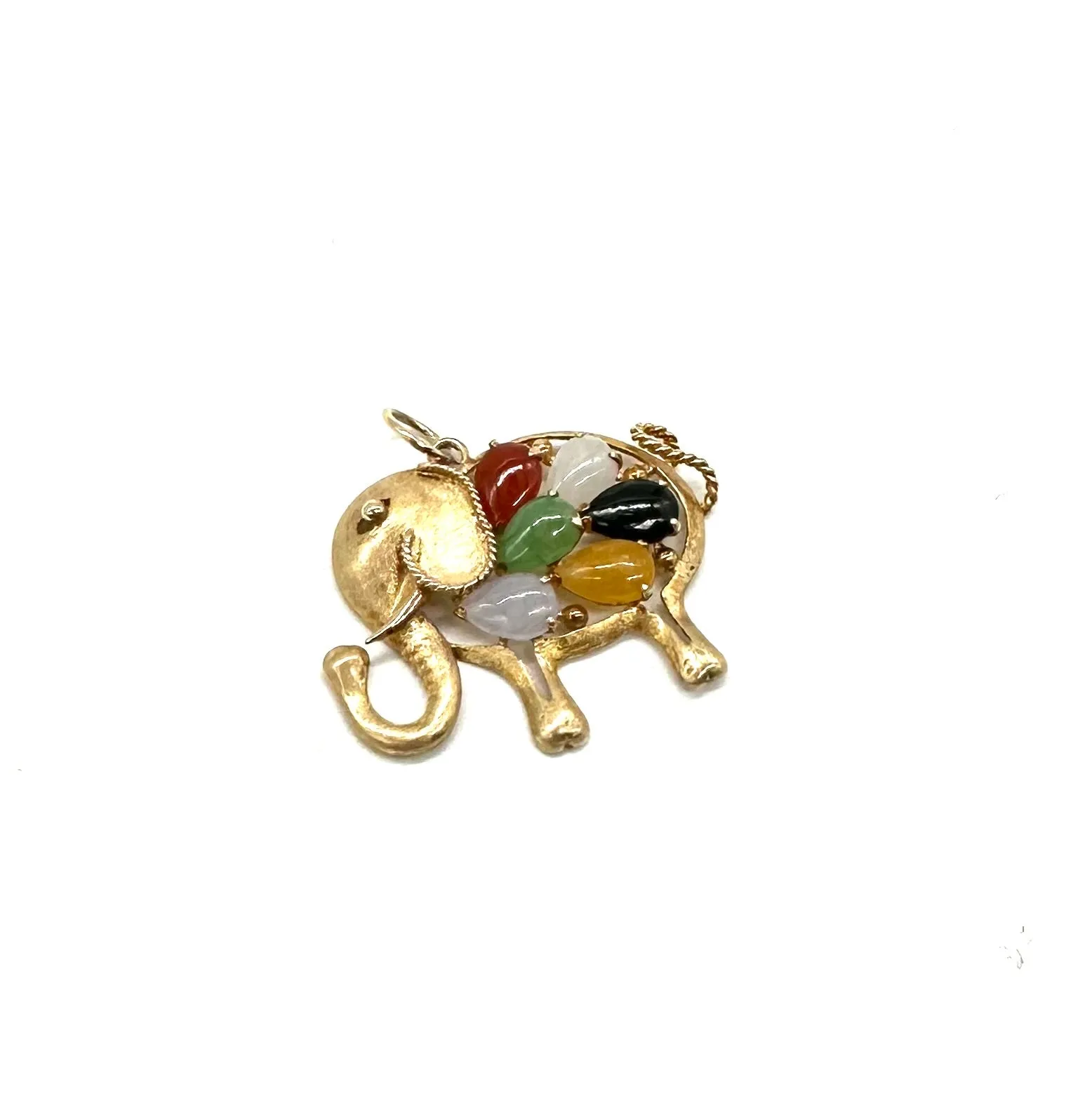 Multi Colored Stone Elephant Pendant