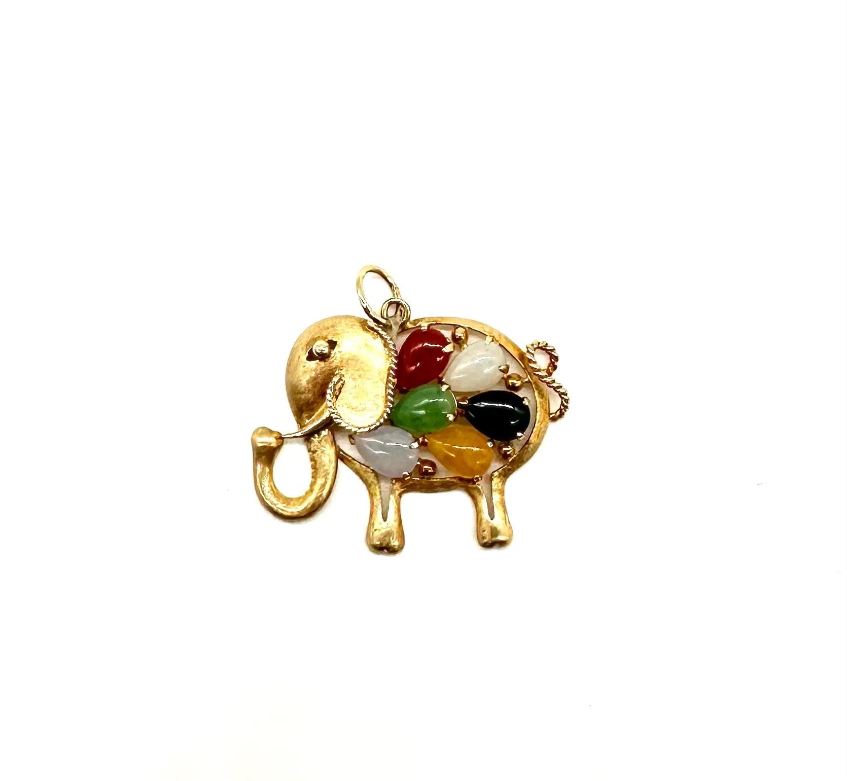 Multi Colored Stone Elephant Pendant