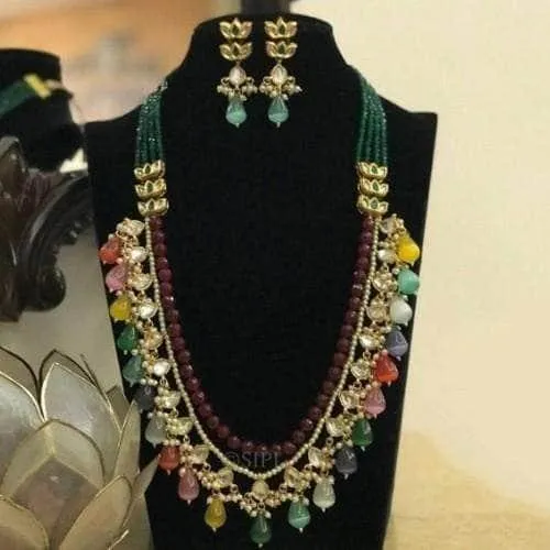 Multi Drop Long Necklace Set