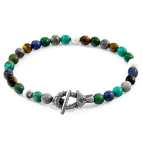 MULTICOLOURED MULTI-GEM MANTARO SILVER AND STONE BRACELET