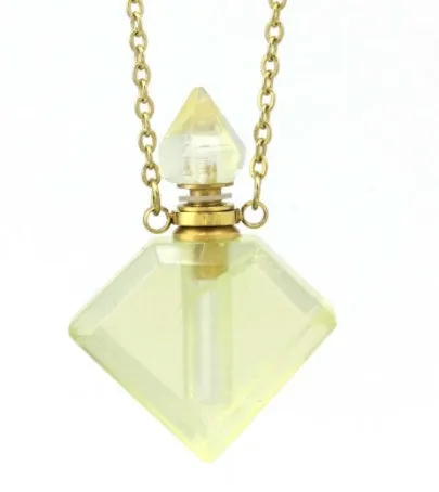 Natural Crystal Diamond Perfume Bottle Aromatherapy Bottle Necklace Pendant