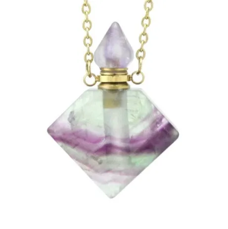 Natural Crystal Diamond Perfume Bottle Aromatherapy Bottle Necklace Pendant