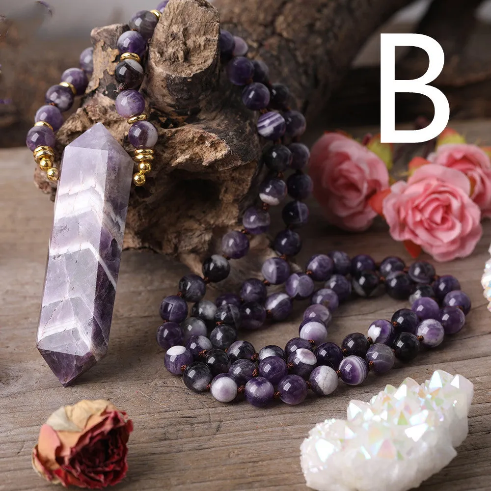 Natural Dream Amethyst Quartz Double Point Pendant Handmade Unisex Necklace