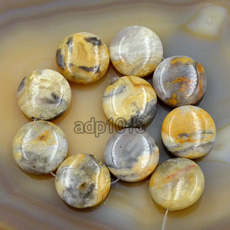 Natural Gemstones 20mm Coin Round Beads 10pcs