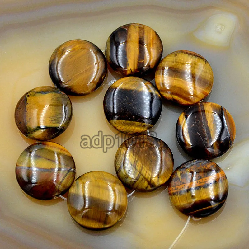 Natural Gemstones 20mm Coin Round Beads 10pcs