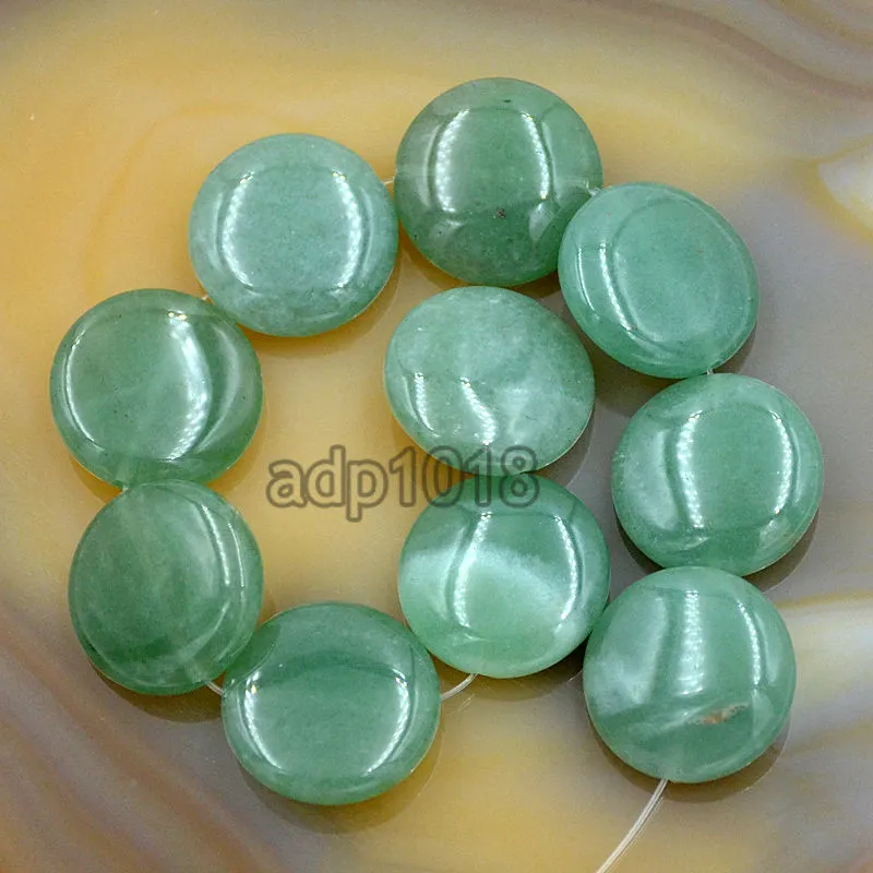 Natural Gemstones 20mm Coin Round Beads 10pcs