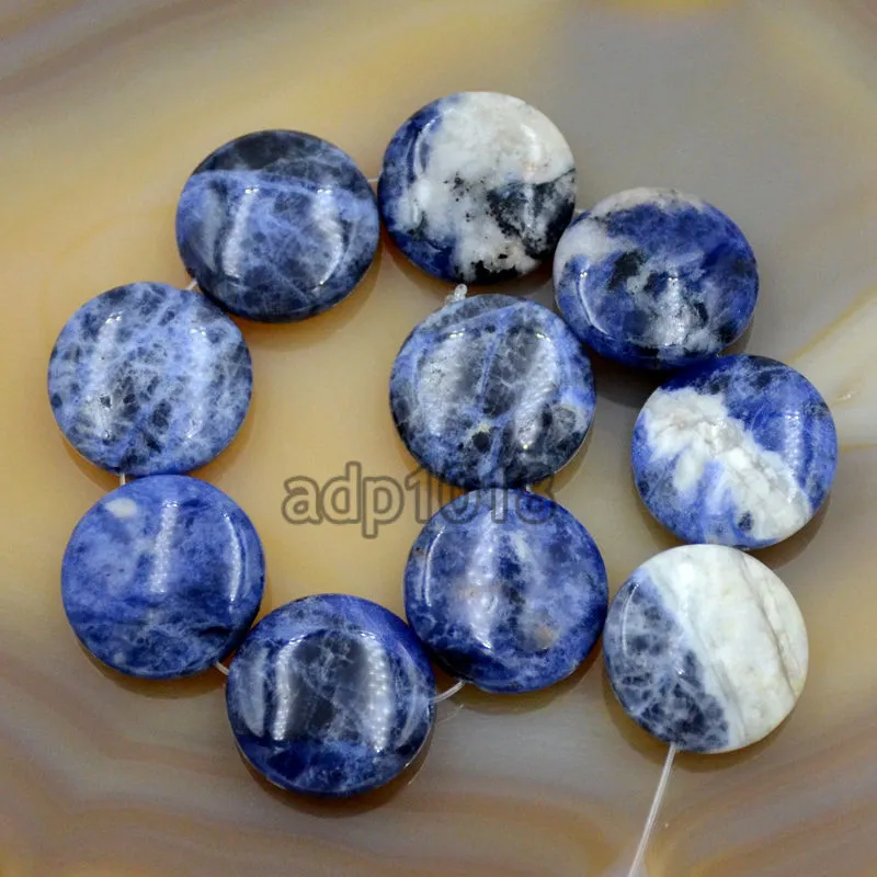 Natural Gemstones 20mm Coin Round Beads 10pcs