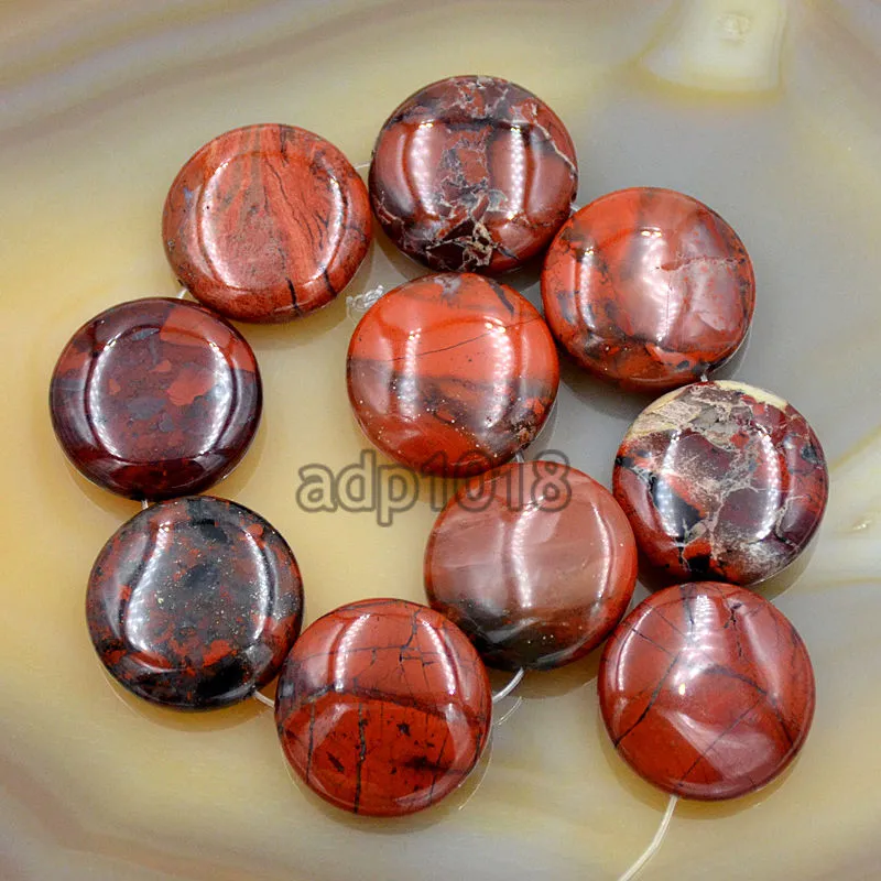 Natural Gemstones 20mm Coin Round Beads 10pcs