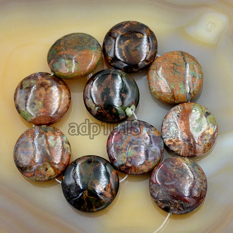 Natural Gemstones 20mm Coin Round Beads 10pcs