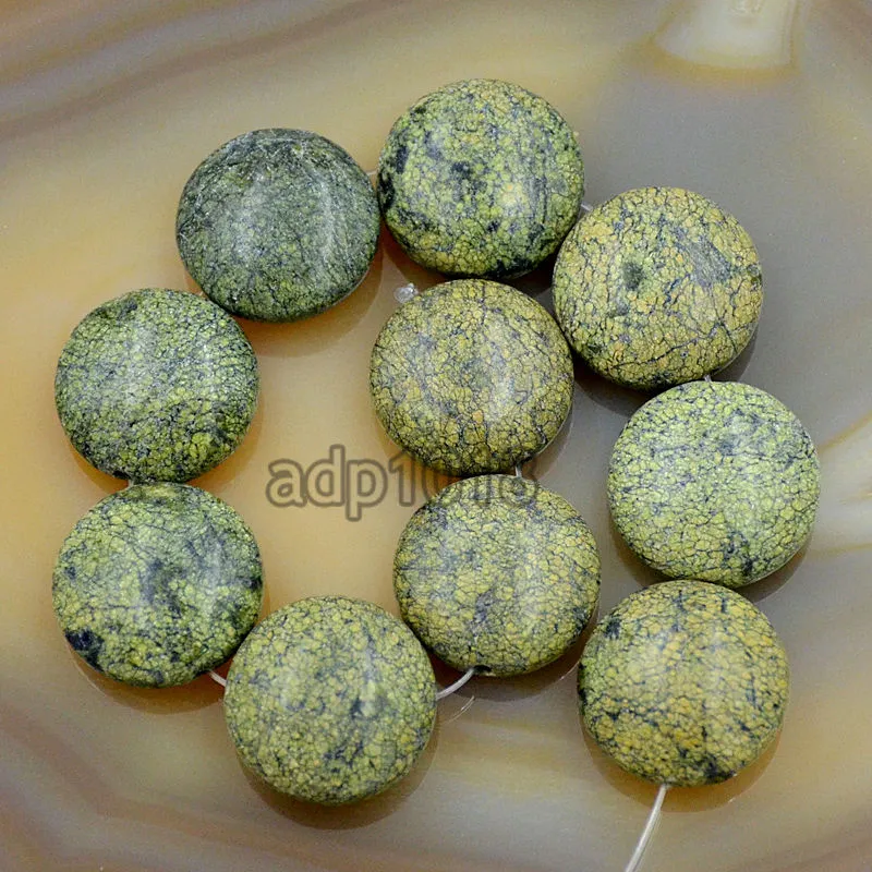 Natural Gemstones 20mm Coin Round Beads 10pcs