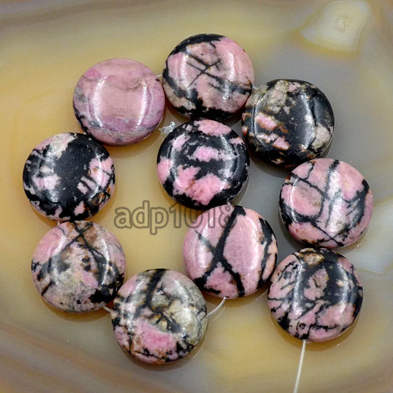 Natural Gemstones 20mm Coin Round Beads 10pcs