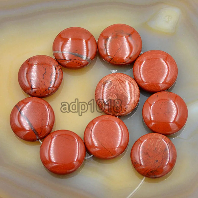 Natural Gemstones 20mm Coin Round Beads 10pcs