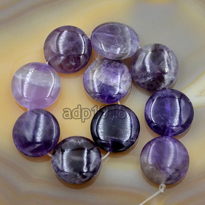 Natural Gemstones 20mm Coin Round Beads 10pcs