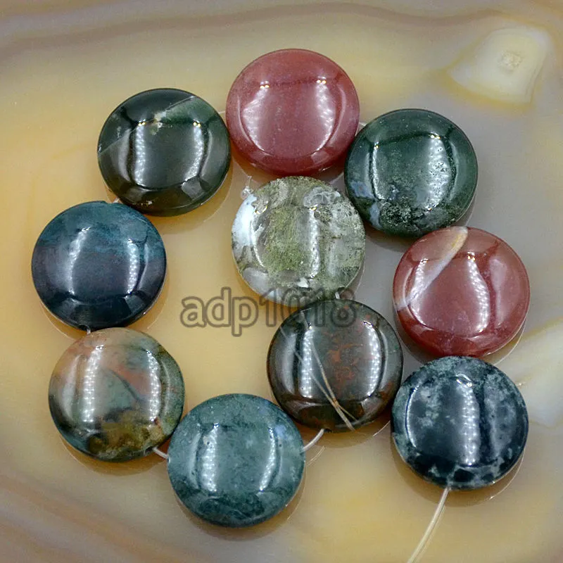 Natural Gemstones 20mm Coin Round Beads 10pcs