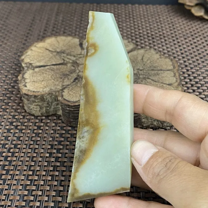 Natural Hetian Jade Rough Nephrite Raw (113g,10.4X3.3X1.5cm)