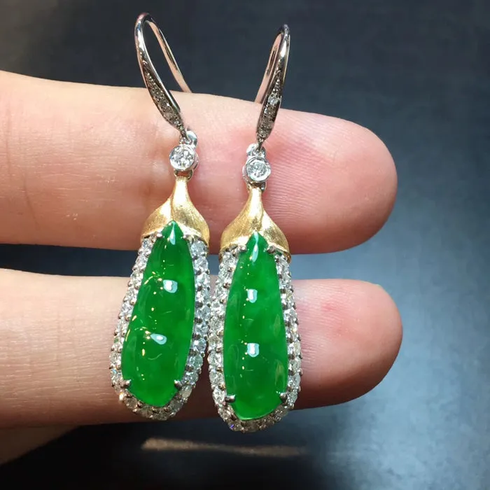 Natural Jade Earrings Jadeite Earrings NEG57