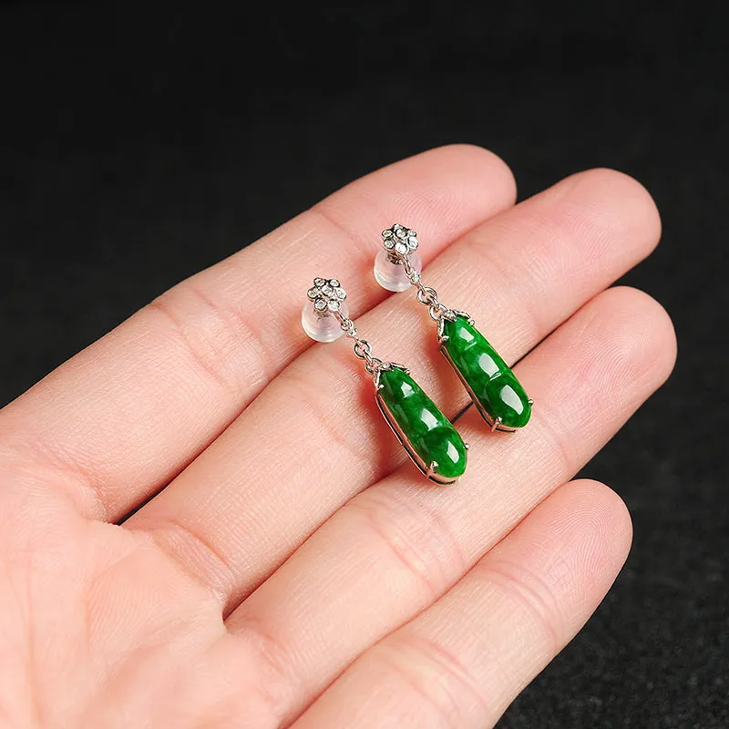 Natural Jade Earrings Jadeite Gold Earrings EG13