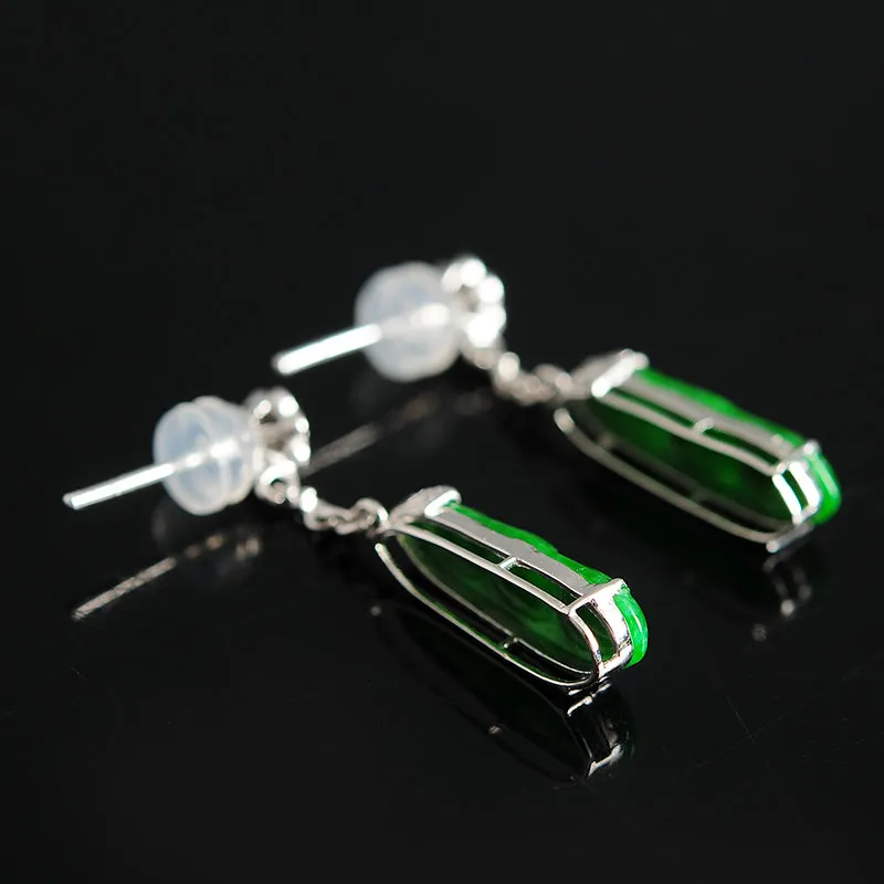 Natural Jade Earrings Jadeite Gold Earrings EG13