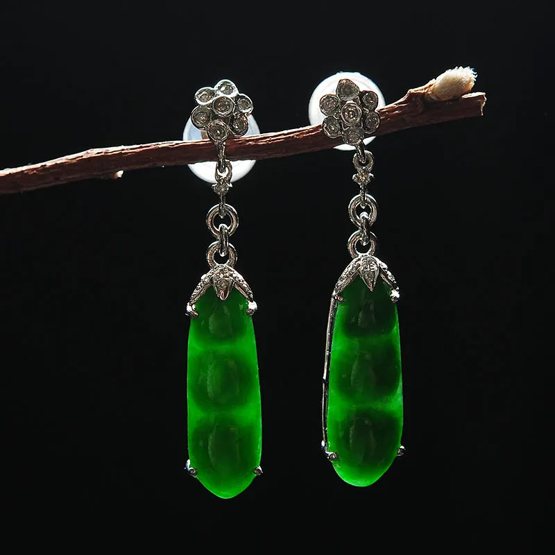 Natural Jade Earrings Jadeite Gold Earrings EG13